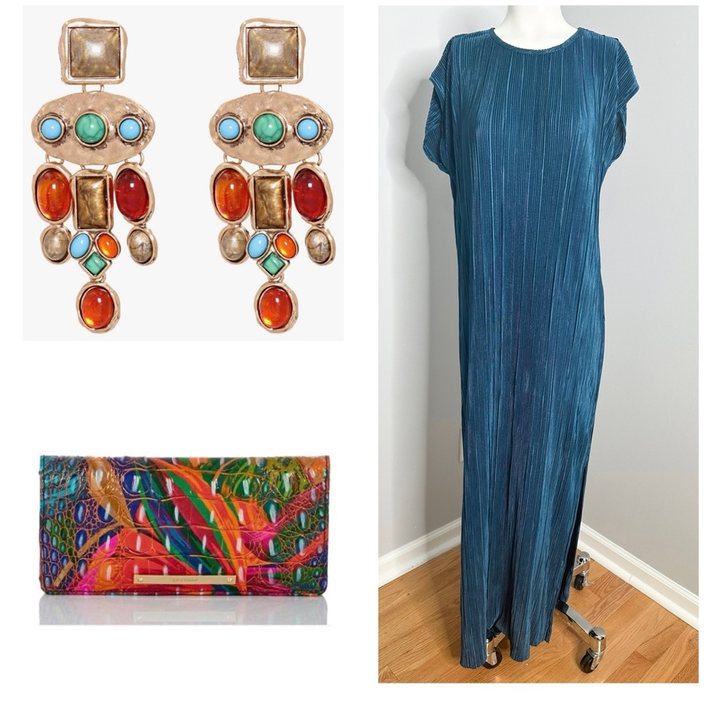 SINCERELY JULES TEAL PLEATED MAXI DRESS / PRELOVED/ L/ XL